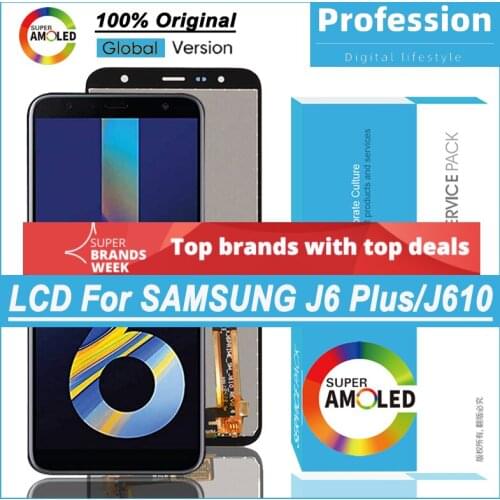 100% Original 6.0'' LCD Display Touch Screen Digitizer Assembly for Samsung Galaxy J6+ J610 J610F J610FN Repair Parts