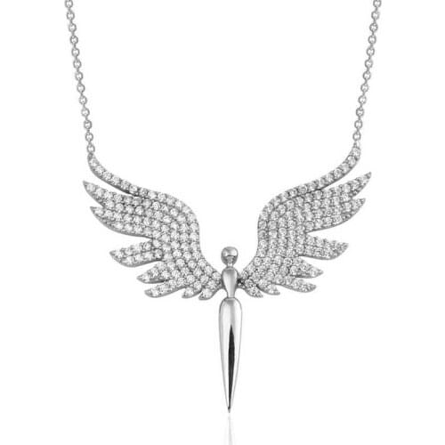 Real Silver 925 Jewelry Silver Michael Angel Lady Necklace
