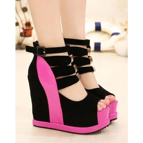 Womens Fashion Sandals Summer New Height Increase Thick Platform Waterproof Fish Mouth Hollow Muffin Sandals Hate High