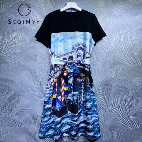 Голубые летние платья SEQINYY China At AliExpress