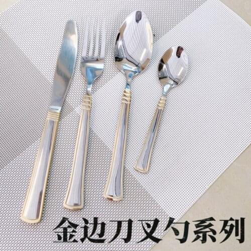 Stainless Steel Tableware Golden Edge Golden Knife Fork Spoon Hotel Tableware Western Tableware Golden
