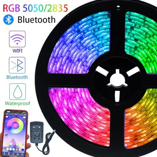 Led Light Strip Luces Led RGB 2835 Bluetooth Waterproof Color Changing Flexible Ribbon Tape Diode 12V 5M 10M 15M 20M christmas