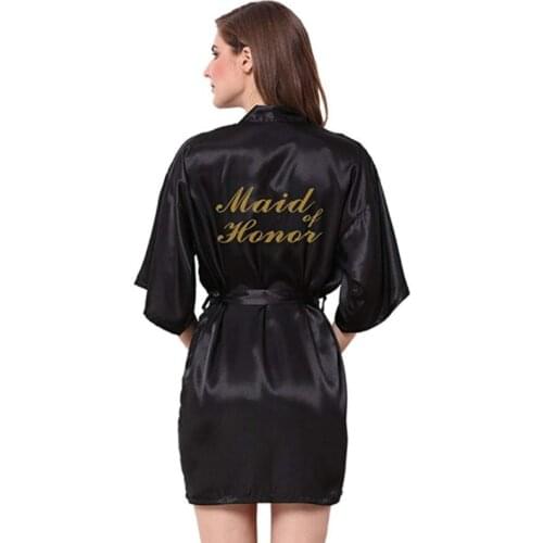 UBILAH Bridesmaid Wedding Ladies Morning Robes Bronzing Maid of Honor Dressing Gowns Imitation Silk Cardigan Robes for Women