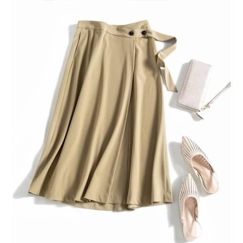 Summer Women Simple Elegant Loose Japan Style Pleated Comfortable Empire Waist A-line All-match Skirts