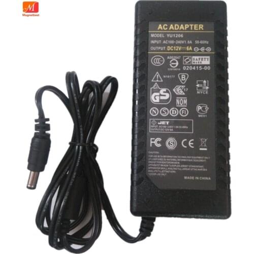 5PCS/LOT 12V6A AC DC Adapter Charger DC 5.5*2.5/2.1mm 12V 6A 72W Switch Power Supply For LED Strips Light LCD Monitor