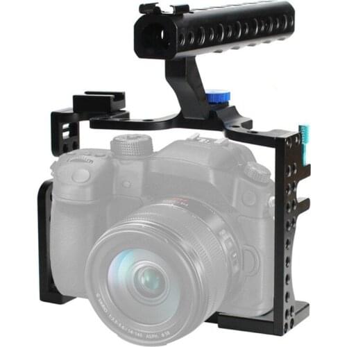Aluminum Alloy Camera Cage with Top Handle Grip Protective Frame Case Camera System Mounting Bracket Compatible with GH3/GH4