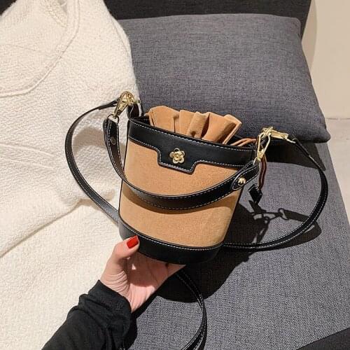 Ladies frosted small bag fashion bucket bag trend brand casual small handbag mini mobile phone bag new style messenger bag