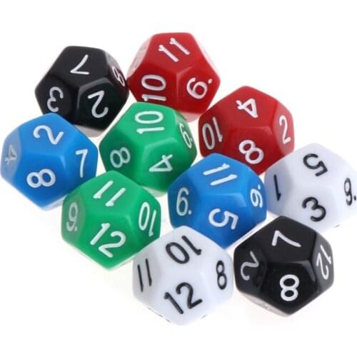 10pcs 12 Sided Acrylic Number Dice Family Party Bar Night Club Board Game 54DE