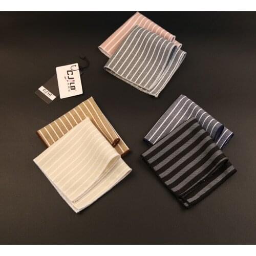 10pcs/lot 19color new Korean fashion designer high quality mens Pocket Square Handkerchief cotton striped 22x22cm for wedding