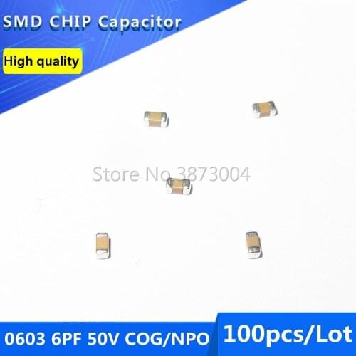 100pcs 0603 6PF 50V COG/NPO 0.5% SMD Chip Capacitor