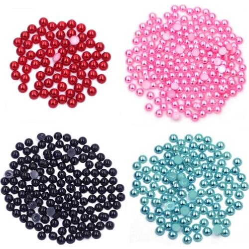 100Pcs 4 Colors Cameo Cabochon Resin Imitation Pearl Bead Flatback Half Round For Nail Art Craft Jewelry DIY Decoration 9mm