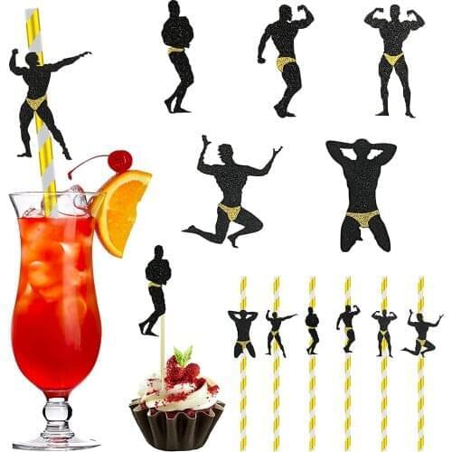 1800Pcs Bachelorette Party Decorations Stripper Dancing Men Paper Straws For Girls Bridal Shower Supplies Crazy Party Games