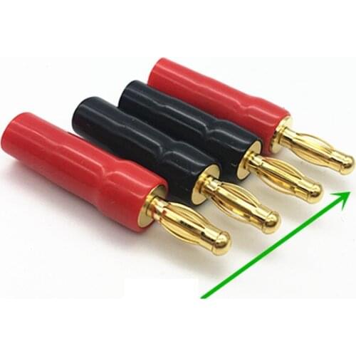 4pcs Soft Plastic Gold-plated Pure Copper 4MM Banana Plug Speaker Amplifier Audio Binding Post Solder-free Audio Plug