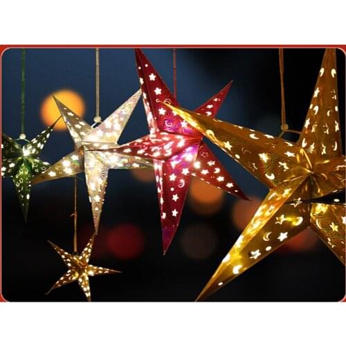 40-90cm Xmas Christmas Tree Pentagram Lampshade Star Paper Hanging Wedding Decor