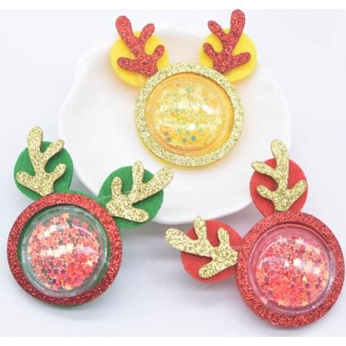 6Pcs 50*52mm Padded Nonwoven Mouse Head PVC Filling Sequin Appliques for DIY Headwear Hair Clips Bow Decor Accessories Patches