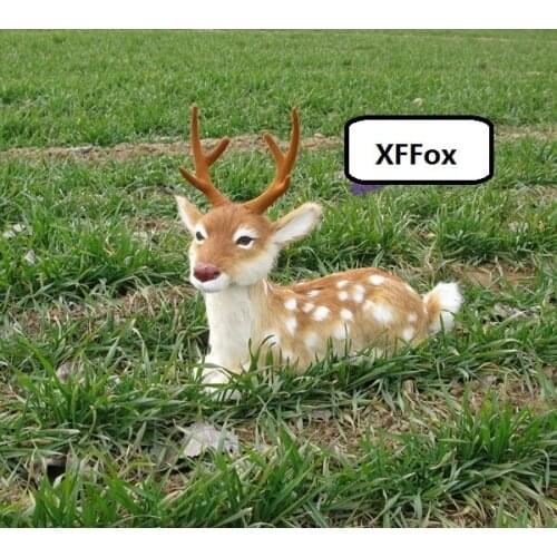 Big new simulation sika deer model resin&fur lying deer toy gift about 52x23x45cm xf0732