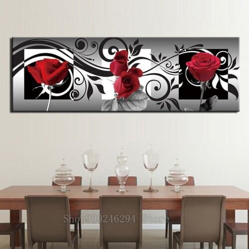 Large size 5D Round Diamond Painting Black and White Red Rose Square Flowers Embroidery Mosaic Cross Stitch Handmade Gift FF1464