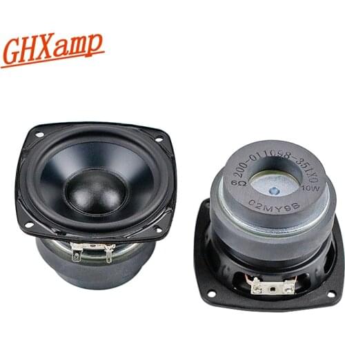 GHXAMP 3.5Inch Mid-Bass Speaker Anode Aluminum Cone 6OHM Midrange Woofer Loudspeaker Long Stroke 10-40W High-End Audio Unit 2PCS
