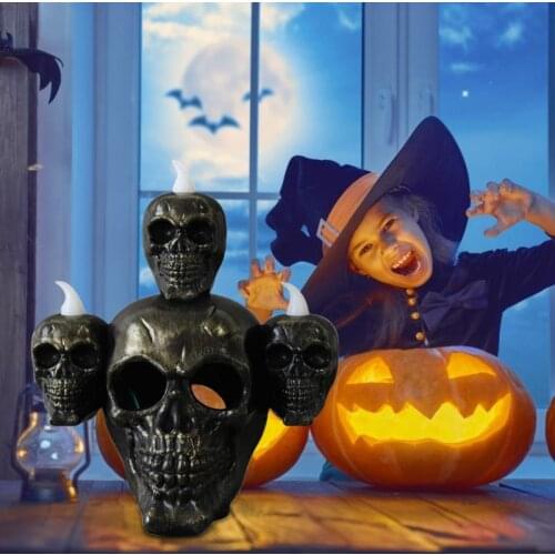 Halloween New Product Smoke Horror Skull Head Lamp Pumpkin Lamp LED Electronic Candle Light Haunted House Party Decoration Props