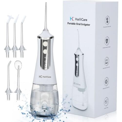 350ML Oral Irrigator USB Rechargeable Water Flosser Portable Dental 5 Nozzles Water Jet Irrigator IPX6 Waterproof Teeth Cleaner