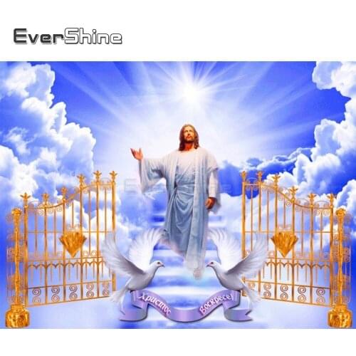 EverShine Diamond Painting Cross Stitch Religion Cross Stitch Diamond Mosaic Jesus Picture Of Rhinestones Embroidery Diamond Art