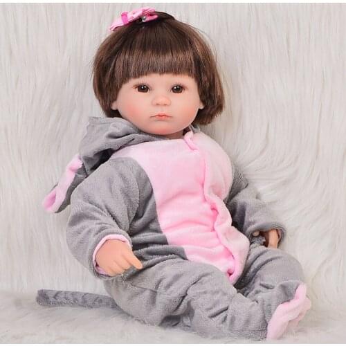 KEIUMI 43 cm Reborn Dolls Babies Soft Silicone PP Cotton Body Fashion 17 inch Kids Playmates Reborn Baby Girls Birthday DIY Toys