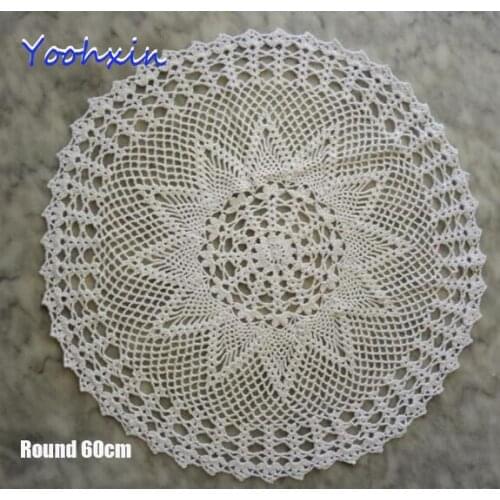 Round Handmade lace cotton table place mat cloth pad crochet placemat Cup drink tea coffee dish coaster Dining mug doily Kitchen