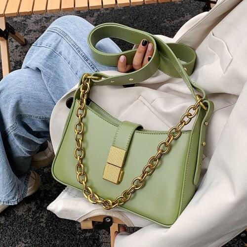 Fashion Design PU Leather Small Crossbody Shoulder Bags for Women 2021 Summer Ladies Luxury Chains Underarm Handbags Sac A Main