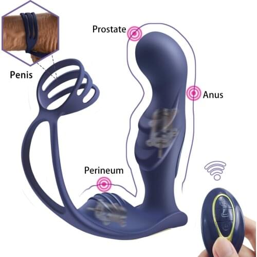 Male Butt Plug Vibrator Prostate Massager Delayed Ejaculation Cock Ring Wearable Anal Sex Toys for Couples