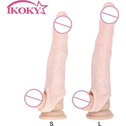Penis Sleeve Dildo Penis Sleeve Condom Extender Sleeve Reusable Condoms Rubber Dick Male Cock Extender Sex Toys For Men Male