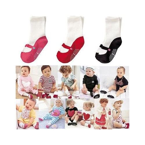Citgeett Baby Kids Child Girl Infant Toddler Anti-slip Shoes Non-slip Cotton Socks 6-24M 3 colors