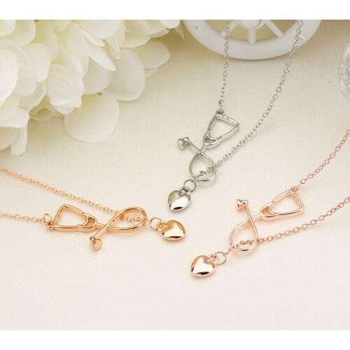 New Love Heart Shape Necklaces for Women Medical Stethoscope Y Chain Gold Neckalce Fashion Jewelry Dropshipping Bijoux