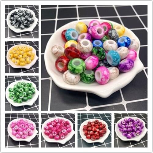 New 20pcs 15x9mm Big Hole Acrylic Beads Oblate Circle Space Beads for DIY Jewelry Making Wholesale