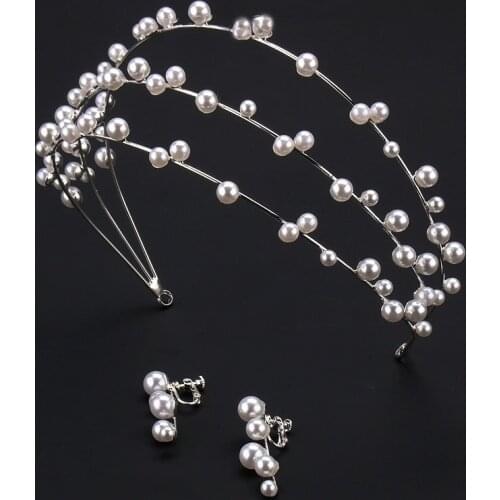 Wedding Crown Womens Retro 2-3-rows Pearl Headband Generous Wedding Decorations Ladies Hair Accessories Unique Jewelry Hot Sale