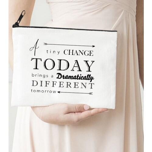 Personalized Pouch Today Makeup Bags Canvas Storage Bag Cosmetic Funny Bags Bridesmaid Proposal Gift Kawaii Pouch