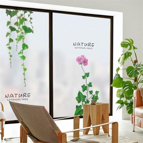 Green Plants Window Film Privacy Glass Sticker UV Blocking Heat Control Window Coverings Window Tint for Homedecor