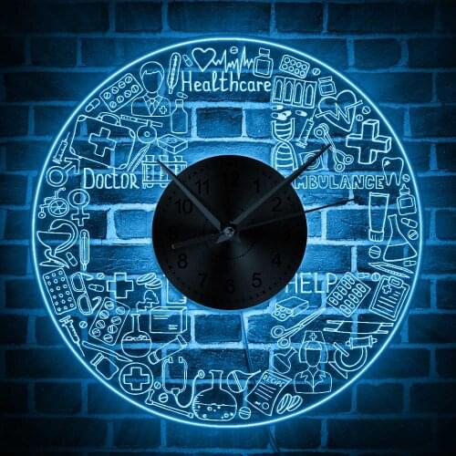 Fire Rescue Fire Dept.LED Lighting Wall Clock Public Safety LED Acrylic Wall Sign Fire Fighting Elements Illuminated Wall Decor