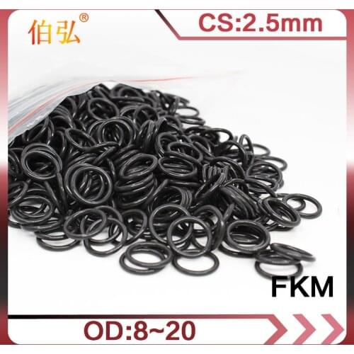 10PCS/lot Fluorine rubber Ring Black FKM Seal OD8/9/10/11/12/13/14/15/16/17/18/19/20*2.5mm Rubber O-Ring Seal Oil Ring Gaskets