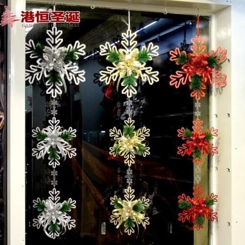 Christmas decorations 1.25mx35cm christmas snowflake string snowflake flake sticking chain hanging chain