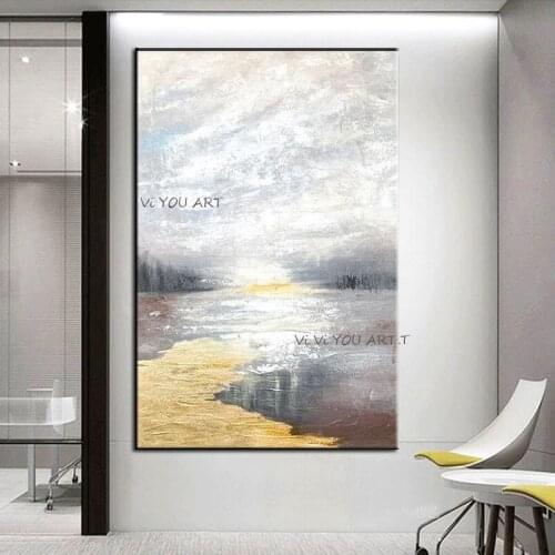 Hand-Painted Room Dining Room Entrance Art Abstract Oil Paintings Modern Minimalist Abstract American Decorative Wall Pictures