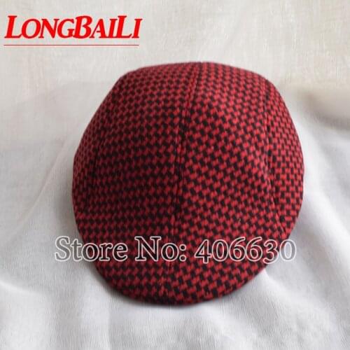 Winter Casual Black and White Plaid Hats Men Newsboy Caps Captain Beret Hats Free Shipping SHDB044