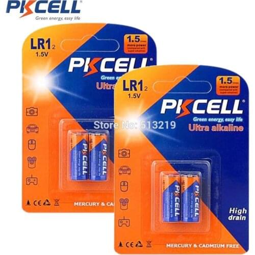 4Pcs/2card PKCELL NEW E90 N LR1 MN9100 910A 1.5V AM5 Size N Alkaline Batteries for Wireless Microphone Doorbell