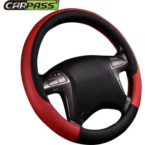 Car-pass Steering Wheel Hubs Steering Wheels Cover Universal fit for Most Cars 38cm 15 inch Faux Leather Purple Black Blue Red