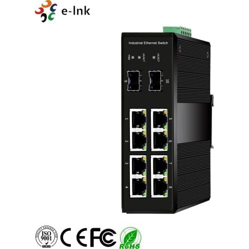 Network Managed Industrial 8 port 10/100/1000BASE-T + 2 port 100/1000BASE-X SFP Ethernet Switch