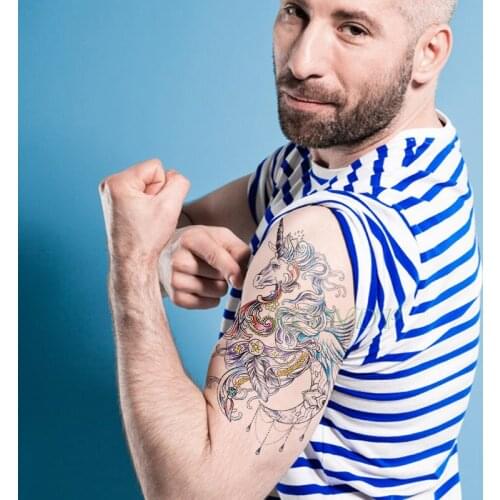 Waterproof Temporary Tattoo Sticker unicorn moon feather fake tatto flash tatoo tatouage temporaire big size for girl women men