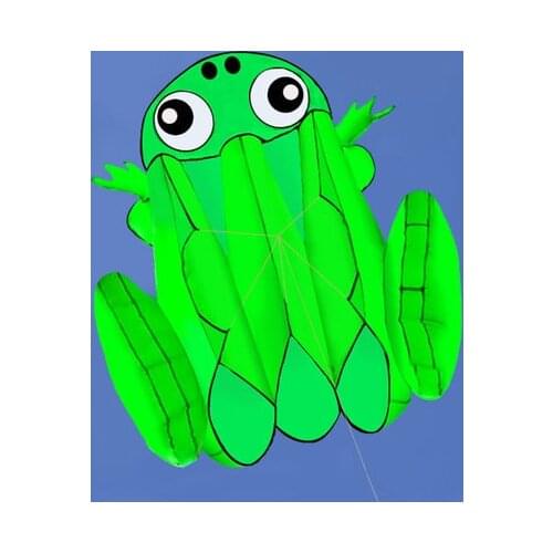 3D Carton Frog Single Line Soft Cloth Kite Flying for Children Kids Outdoor Toys Beach Park Playing with 30M Lines and Handle