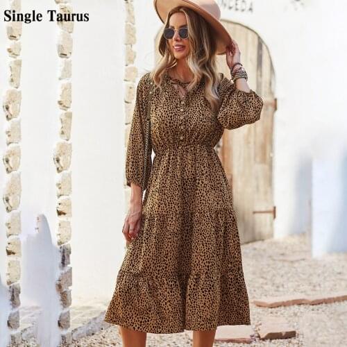 Casual Vestidos De Mujer Fashion 2021 Fall Long Sleeve Elegant Lady Print Dresses for Women Party Chiffon Women Clothing