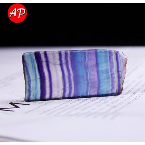 1PC Natural Rainbow Fluorite Slice Colorful Striped Crystal Mineral Specimen Polished Stone Reiki Healing Gift Home Decor