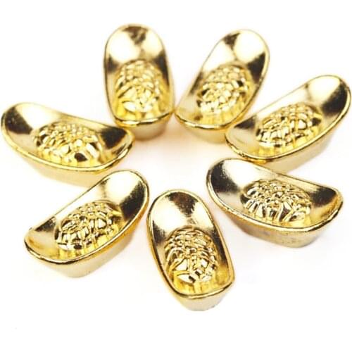 10pcs/set Chinese Gold Ingot Ornament Lucky Yuanbao Fengshui Decor Metal Mascot Crafts Auspicious Lucky Crafts 20*10*8mm