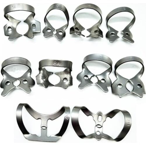 10Pcs Most Popular Dental Rubber Dam Clamps Rubber Barrier Clip Stainless steel Material